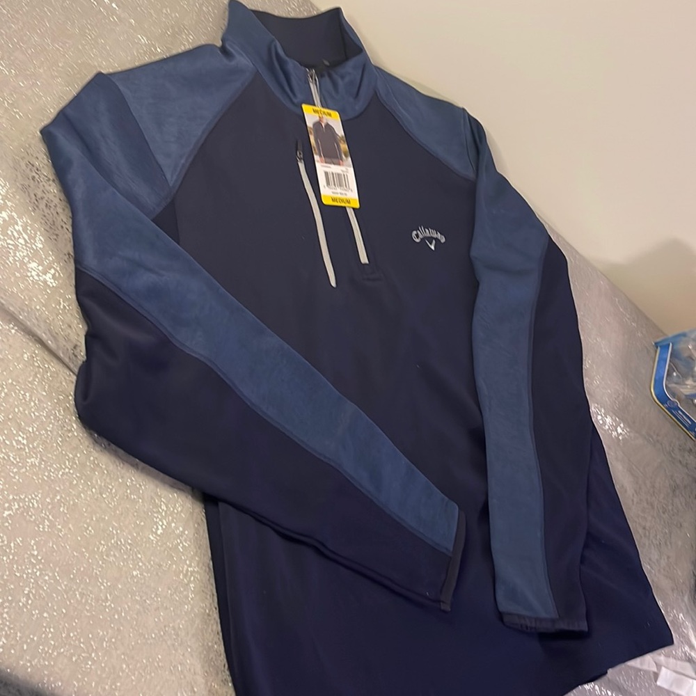 Callaway Peacoat Sweater Men’s Size Medium Black and Blue Colors.